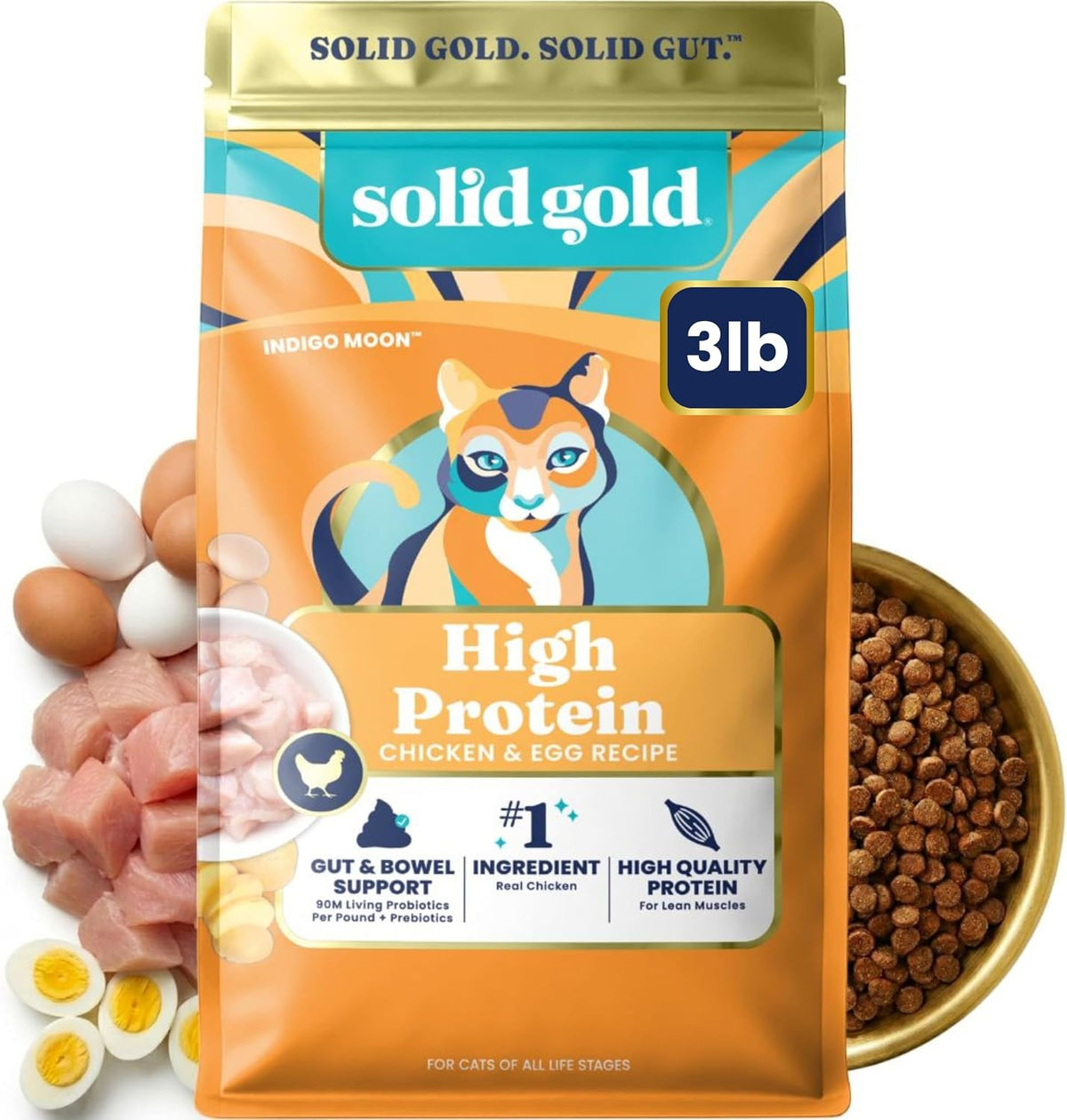 High Protein Chicken Dry Cat Food, for Cats & Kittens 3lb