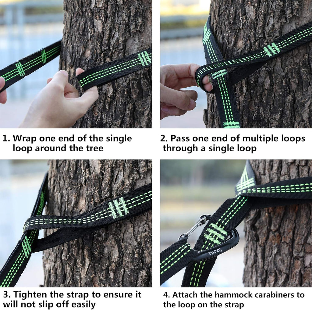 Hammock Straps for Trees Heavy Duty Long Extender Hammock Webbing Ropes Kit | With 2 Carabiners, Set of Two 10FT