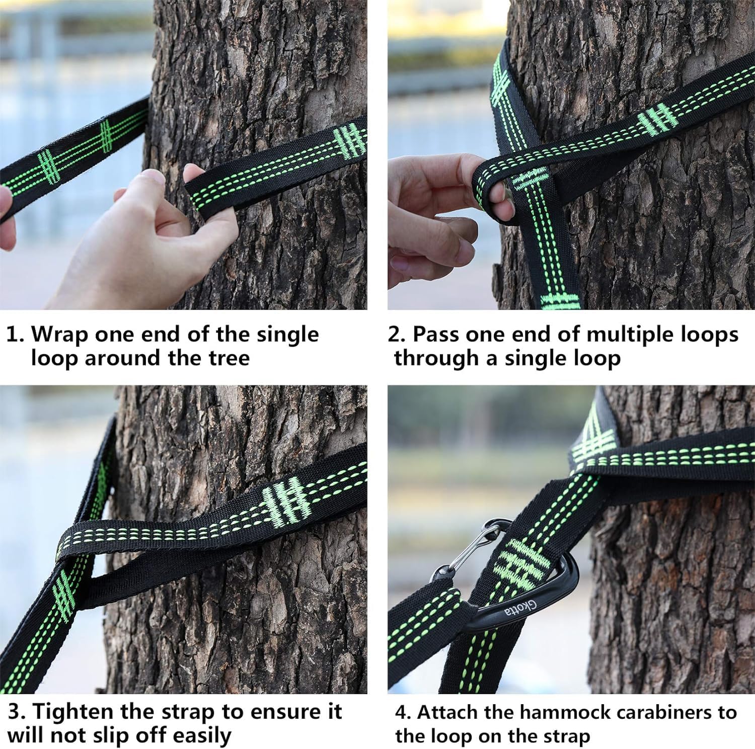 Hammock Straps for Trees Heavy Duty Long Extender Hammock Webbing Ropes Kit | With 2 Carabiners, Set of Two 10FT