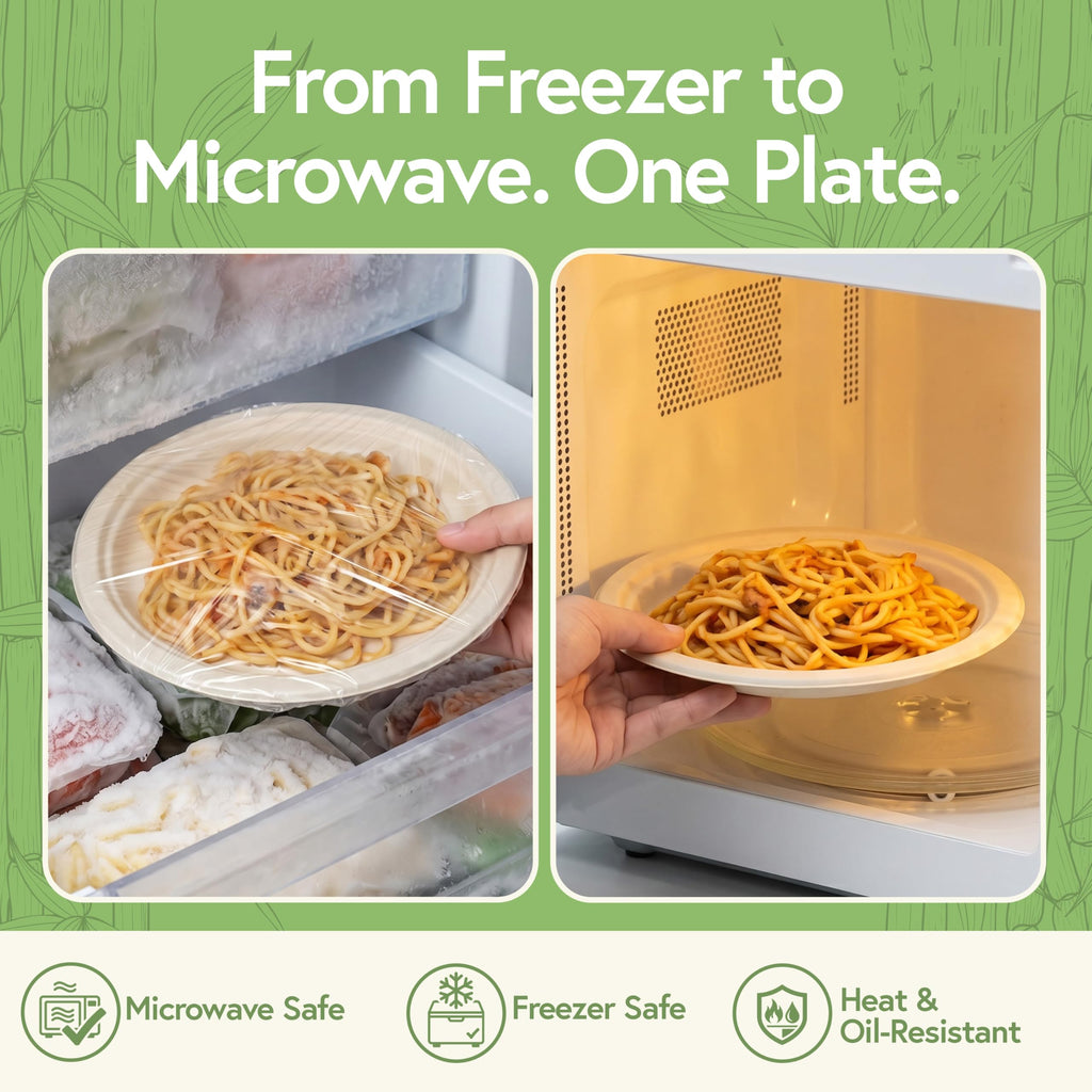 Bamboo Dinner Plates, 500 Pack, 9 Inch Compostable
