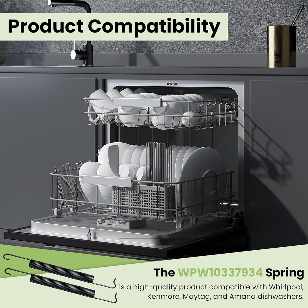 WPW10337934 Dishwasher Door Spring Replacement for Whirlpool, Kenmore, KitchenAid, Maytag - Replaces AP6019831, PS11753142, W10462694