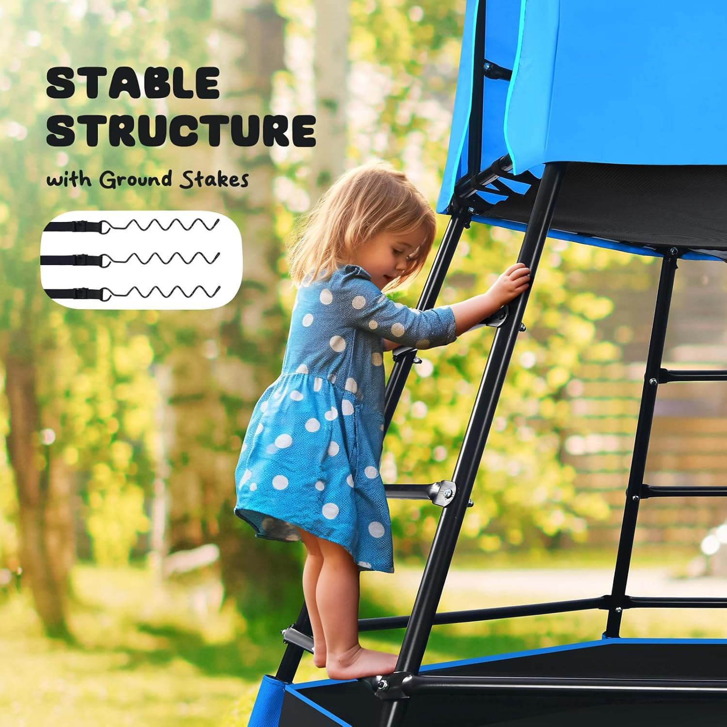 Jungle Gym with Platform and Tent, Climbing Toys with Monkey Bars for Kids, Metal Outdoor Play Equipment