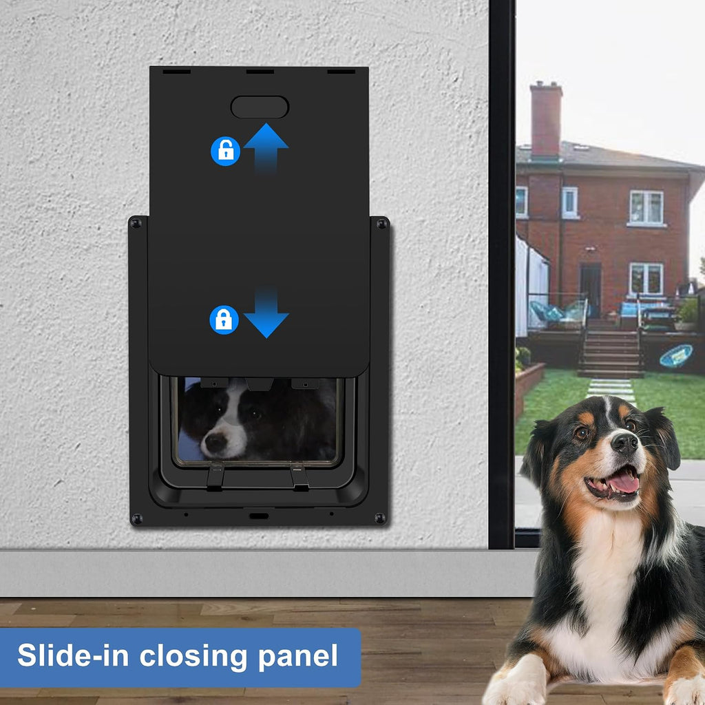 Large Dog Door for Wall, Weatherproof Pet Door for Cats and Dogs Up to 100 lb, Durable, Telescoping Tunnel, Snap-in