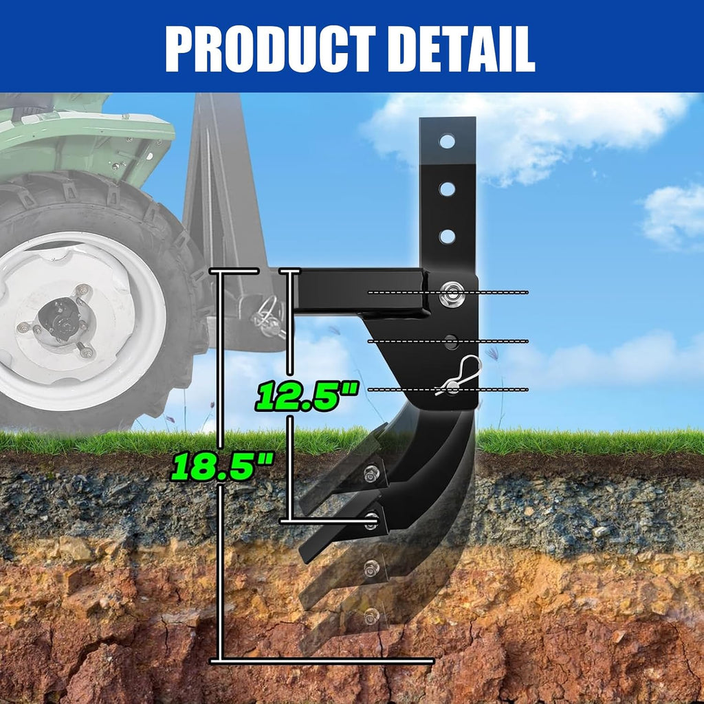 Hitch Mounted Trencher, 3 Point Hitch Subsoiler, Adjustable 16" Trenching Shank Plow, ATV/UTV Tractor Lawn Ripper