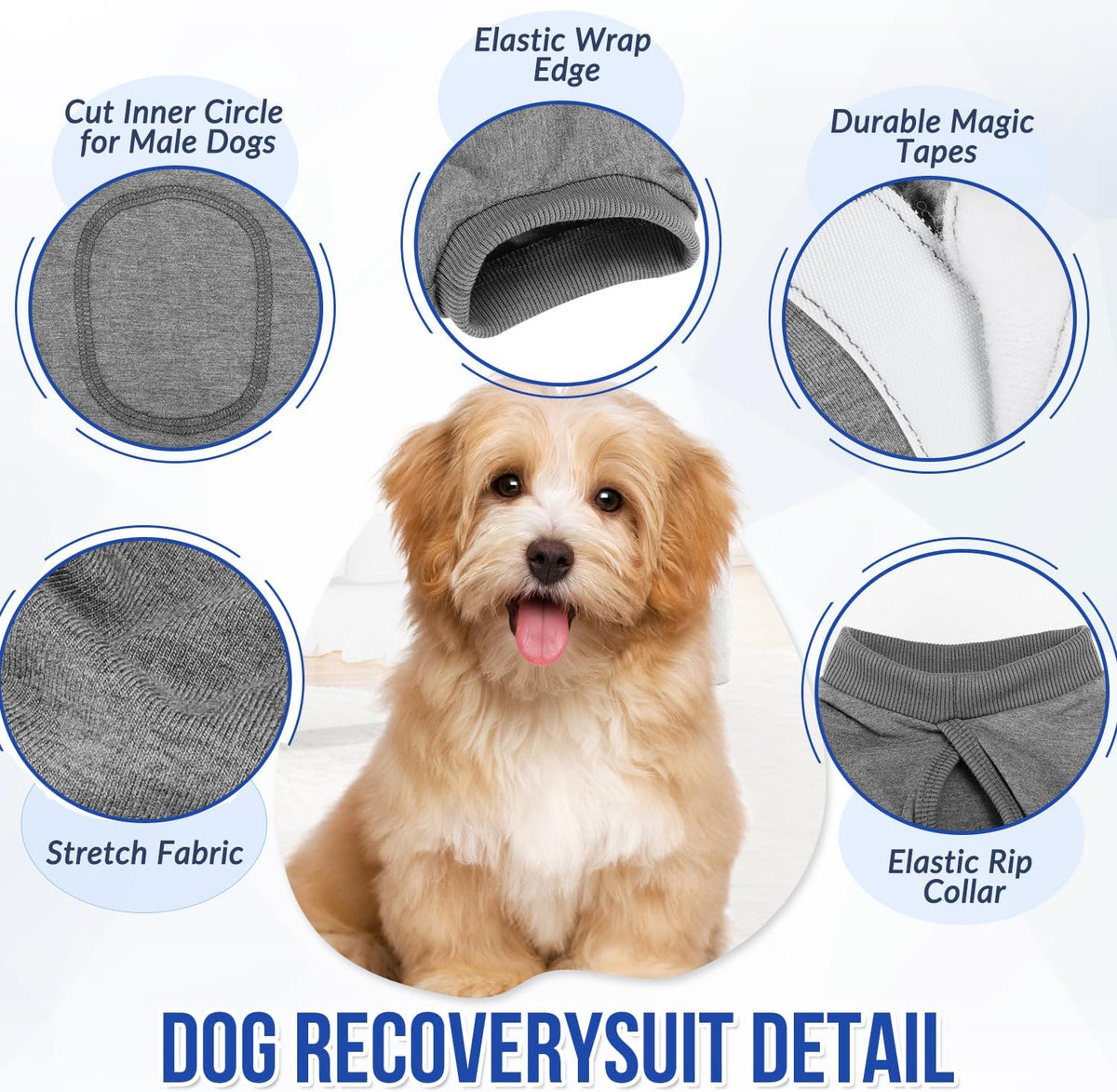Recovery Suit for Dogs, Female Male Dog Spay Neuter,Soft Cotton, M