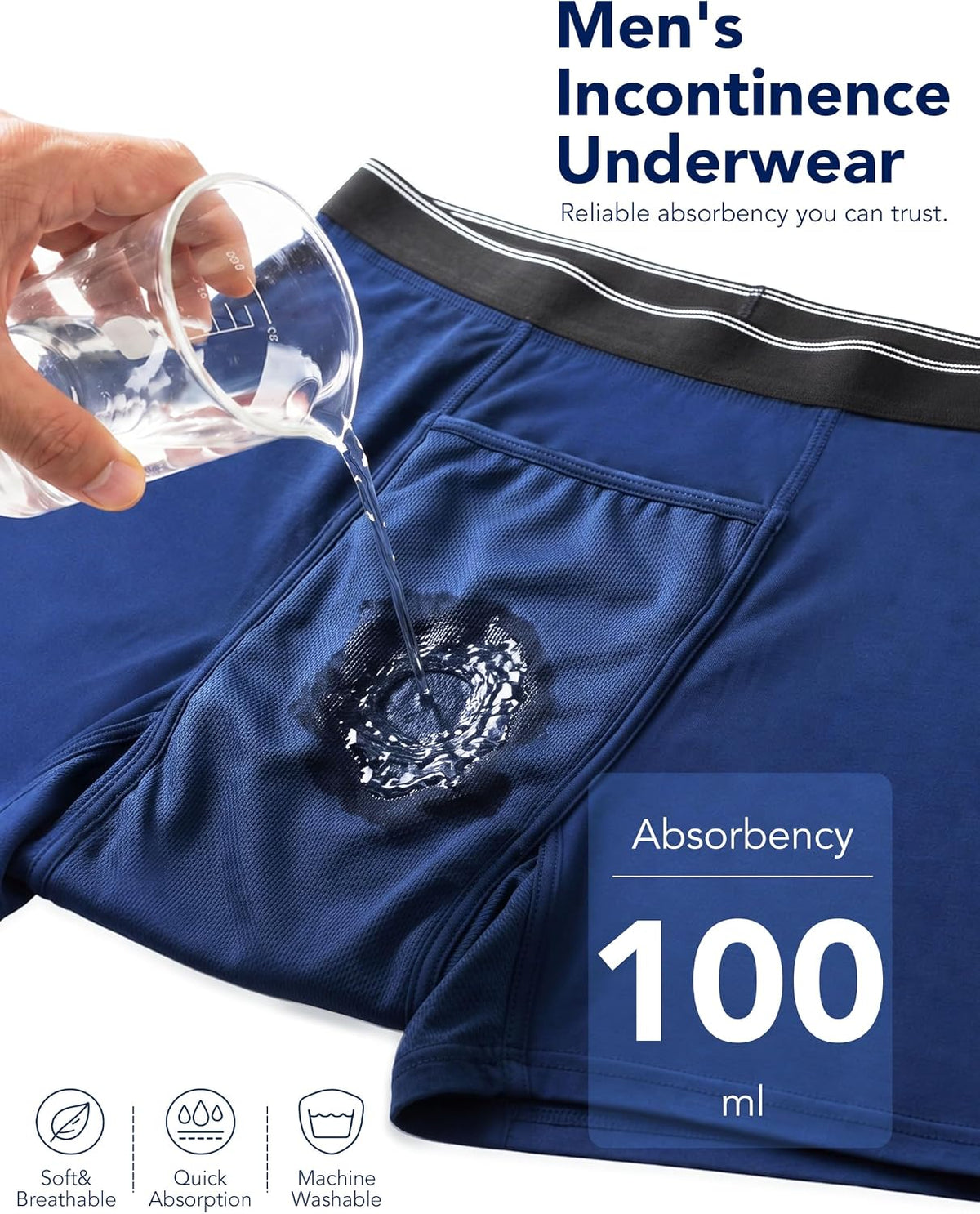 Incontinence Underwear for Men Leak Proof Boxer Briefs 3 Pack