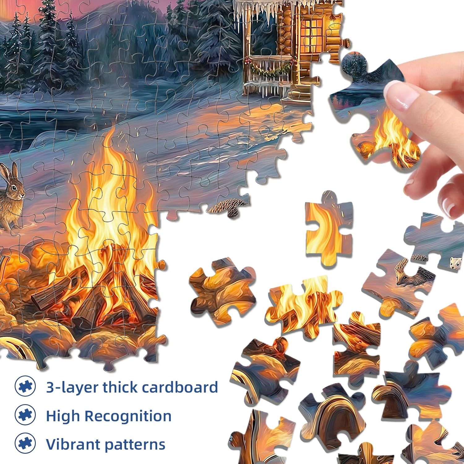 Aurora Winter Cabin Puzzles for Adults 1000 Pieces,Impossible Hard Challenging Jigsaw Puzzles for Adults,Puzzle with