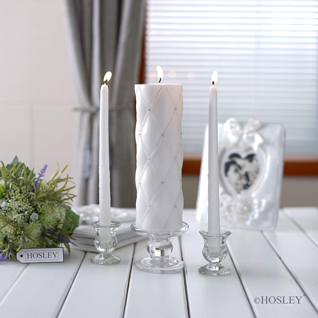 11.5" High White Wedding Unity Candle Set. Great for Weddings Party Special Events and Emergency Lighting Reiki Spa