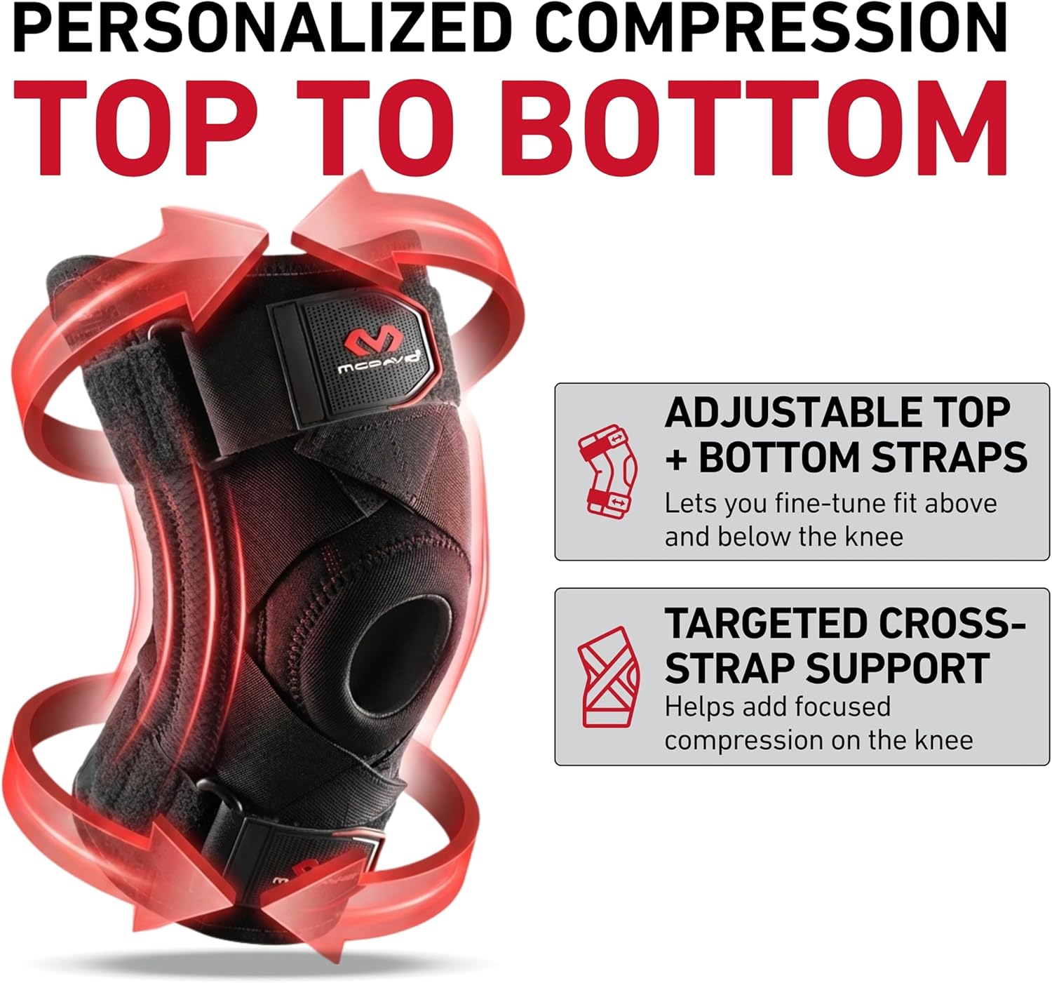 Knee Brace Support with Side Stays, Compression Knee Sleeve & Cross Straps for Patellar Tendon Support, Tendonitis
