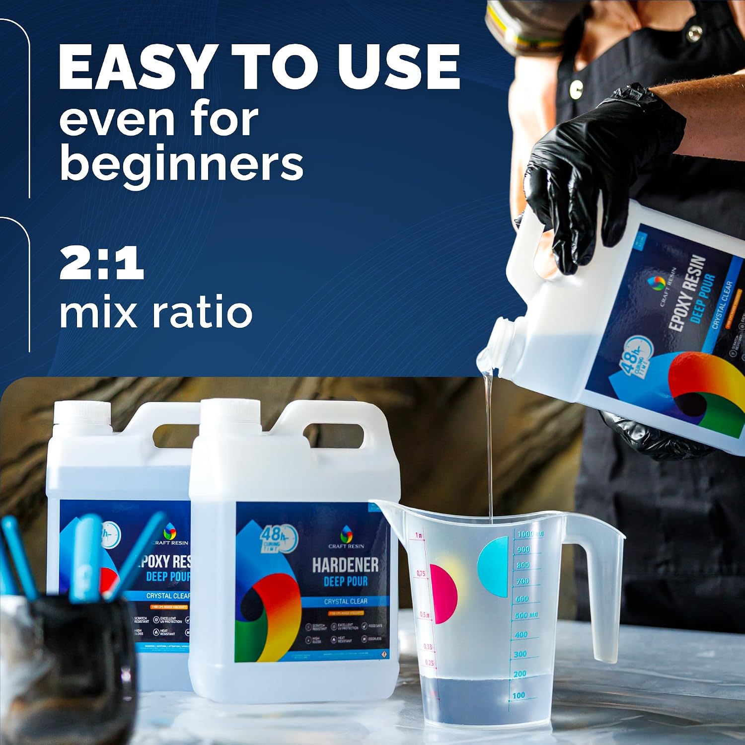 Deep Pour Epoxy Resin Kit. 2” Pours, Crystal Clear - 3 Gallon | Bubble Free, UV Resistant & Food Safe Casting Resin