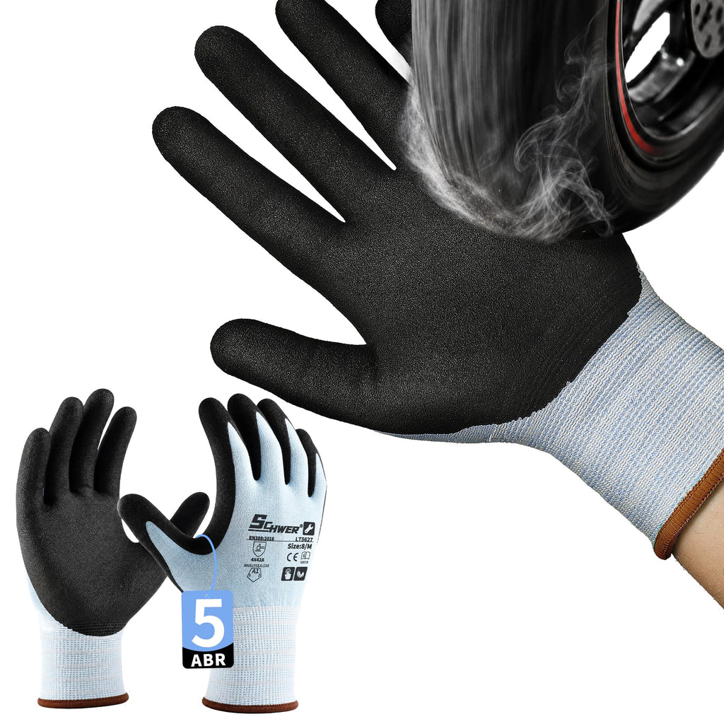 12 Pairs ANSI A2 Cut Resistant Work Gloves for Safety Work，LT5627，M