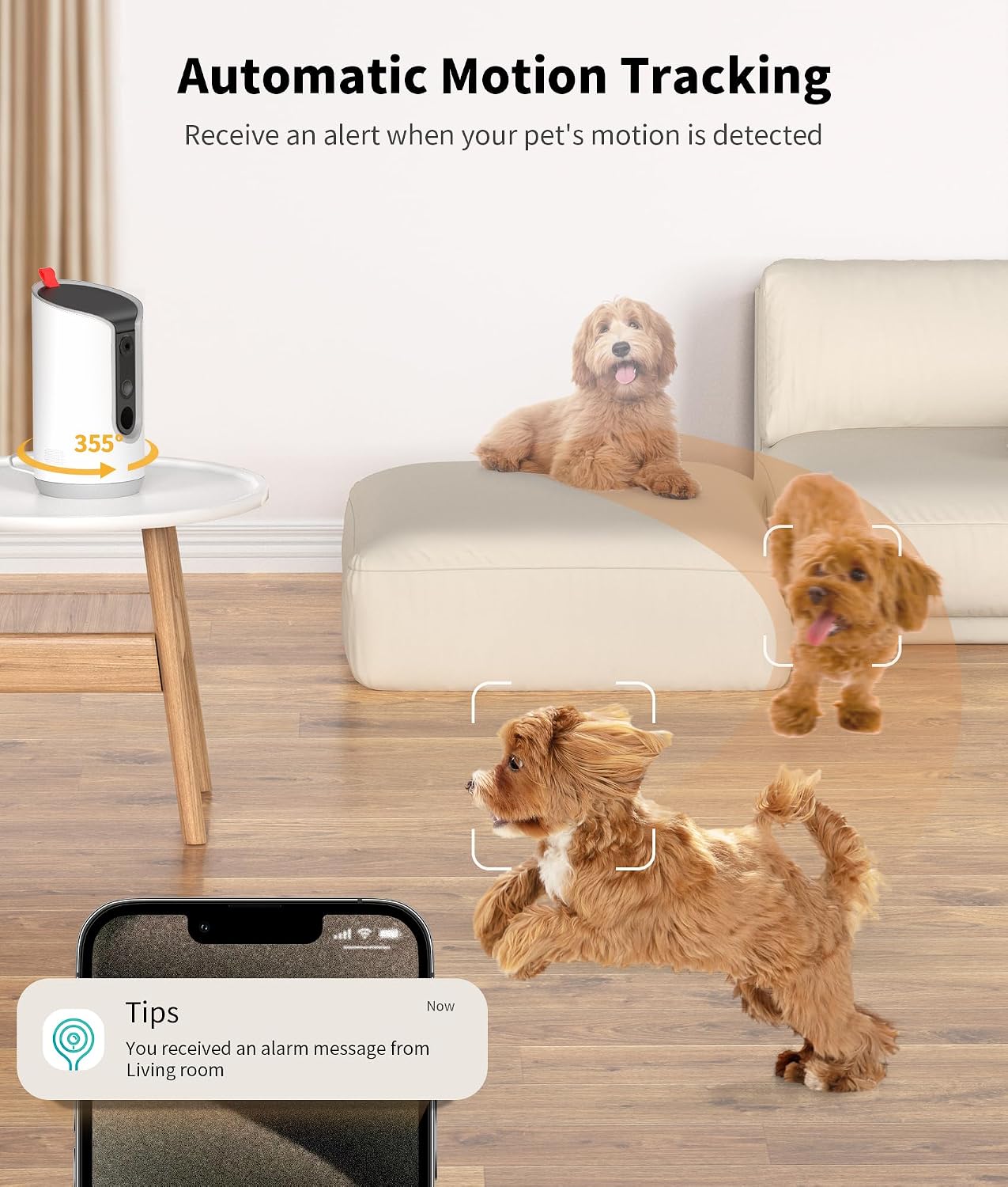 2K Pet Camera Treat Dispenser, 360°View Dog Camera with Phone App, 5G&2.4G WiFi 2-Way Talk Pet Cam Indoor for Cats