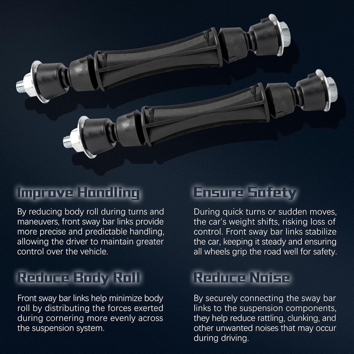 K700432 Sway Bar Link Front Stabilizer Links Compatible With 2007-2016 Chevy Tahoe/Avalanche/Silverado 1500/Suburban/Suburban 1500/GMC Sierra 1500/Yukon/Yukon XL/Yukon XL 1500/CAD Escalade