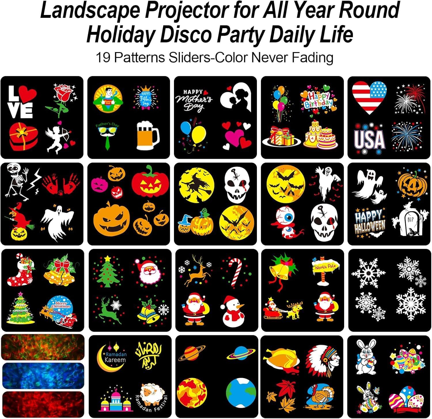 Brighter Halloween Decorations Projector Lights, 2026 Upgraded Holiday Projectors, Christmas Projector with 19 HD