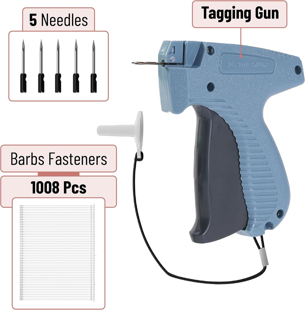 Price Tagging Gun, Hangtag Attacher with 1000 Barbs | 2" Long Barbs Fasteners and 5 Needles, Pricing Tag Gun for