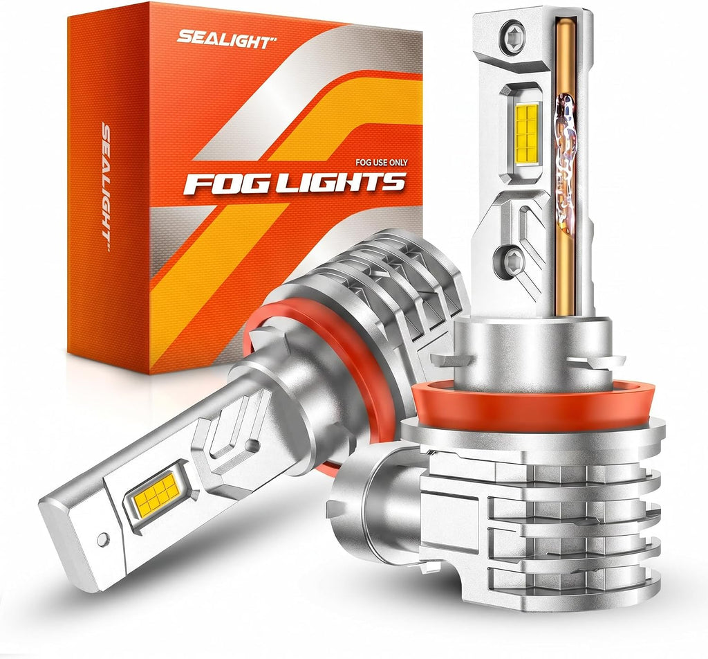 H11 LED Fog Light Bulb, 35000LM 6500K Cool White, H16 H8 LED Fog Lights Brighter Road Visibility in Fog & Rain