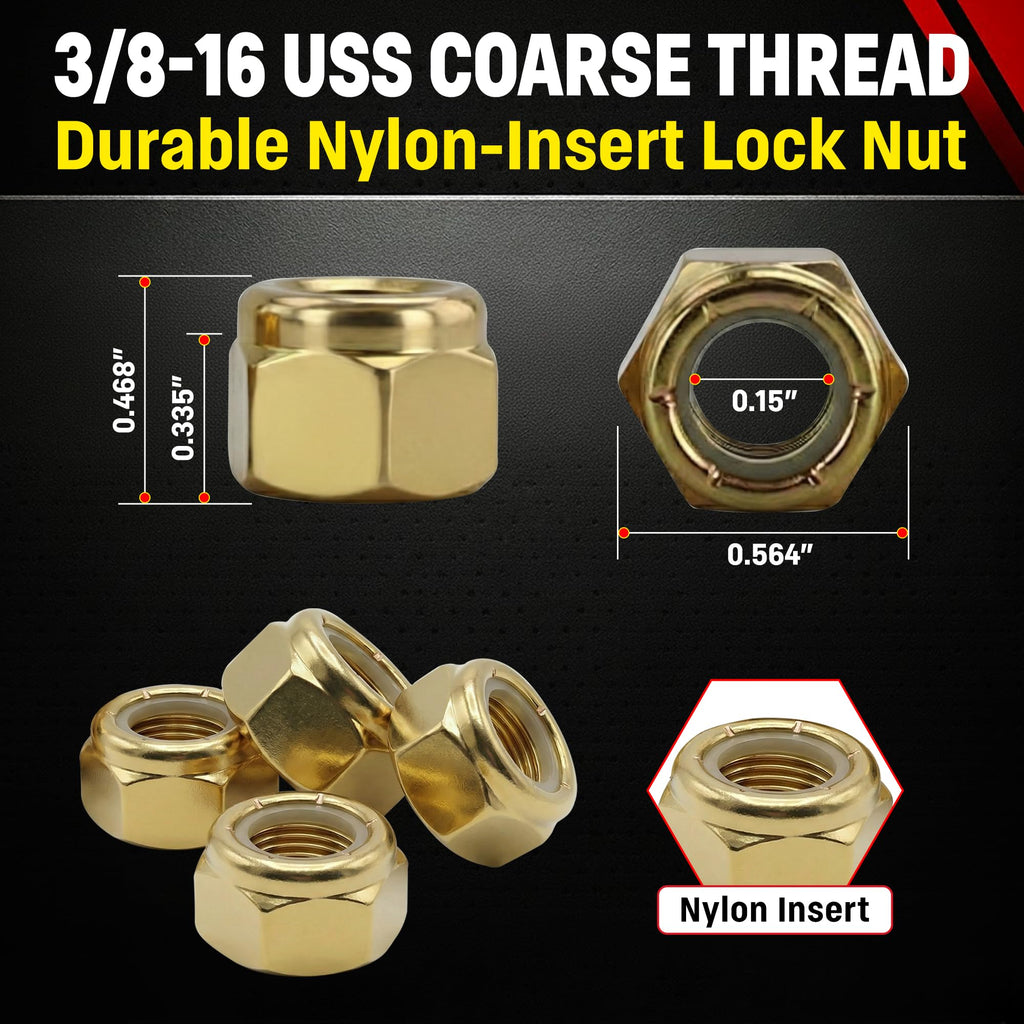 Chenango Supply 3/8-16 Grade 8 Nylon Insert Lock Nuts (Nylock)