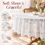 6 Pack White Round lace Tablecloths 71 Inch for Dining Tables