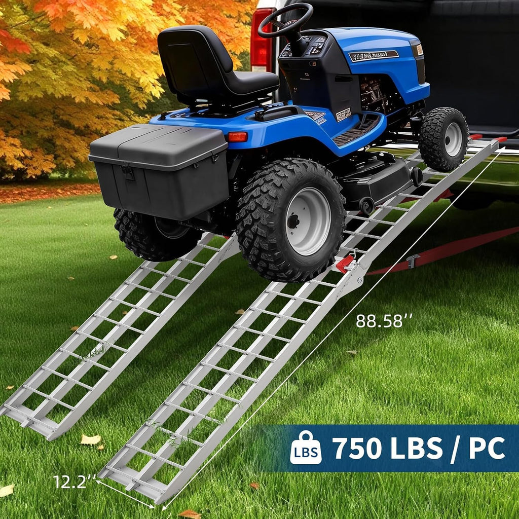 7.5FT Aluminum Folding Loading Ramps, Folding Ramps for Pickup Truck & Traile, Includes Load Straps for ATV, UTV