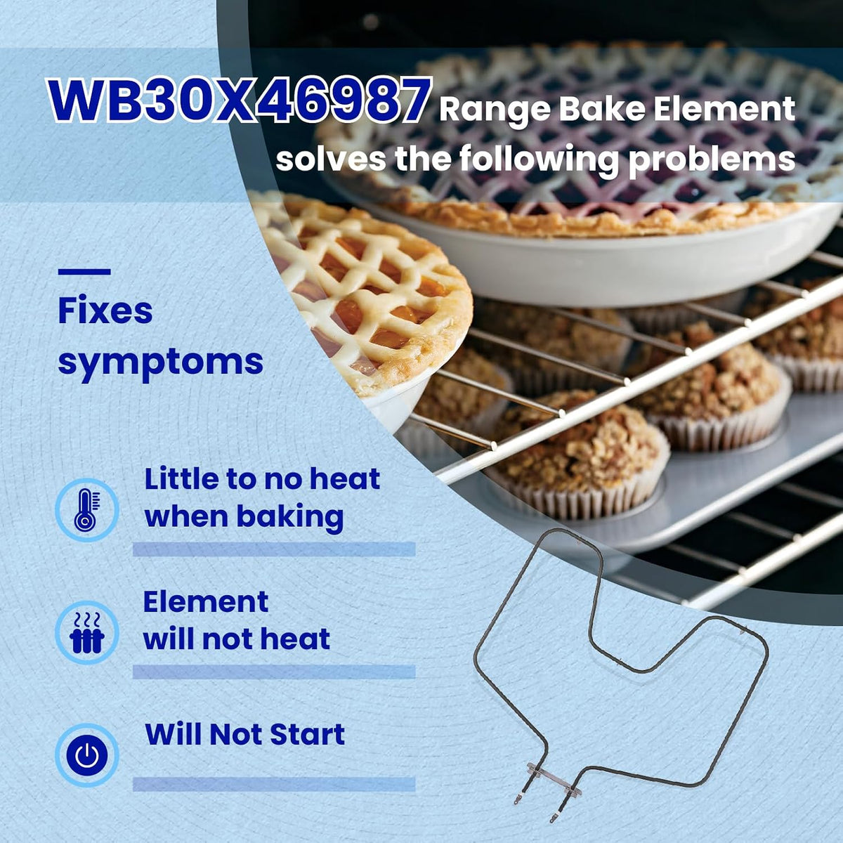 OEM WB30X46987 Oven Heating Element Compatible with GE Hotpoint Kenmore. Replaces WB44K10001 WB44K10005 4984035 AP7216188 PS17626202 EAP17626202