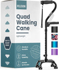 Quad Cane (300LB) - Adjustable Walking Cane with A Large 4 Pronged Base for Extra Balance & Stability, Walking Canes