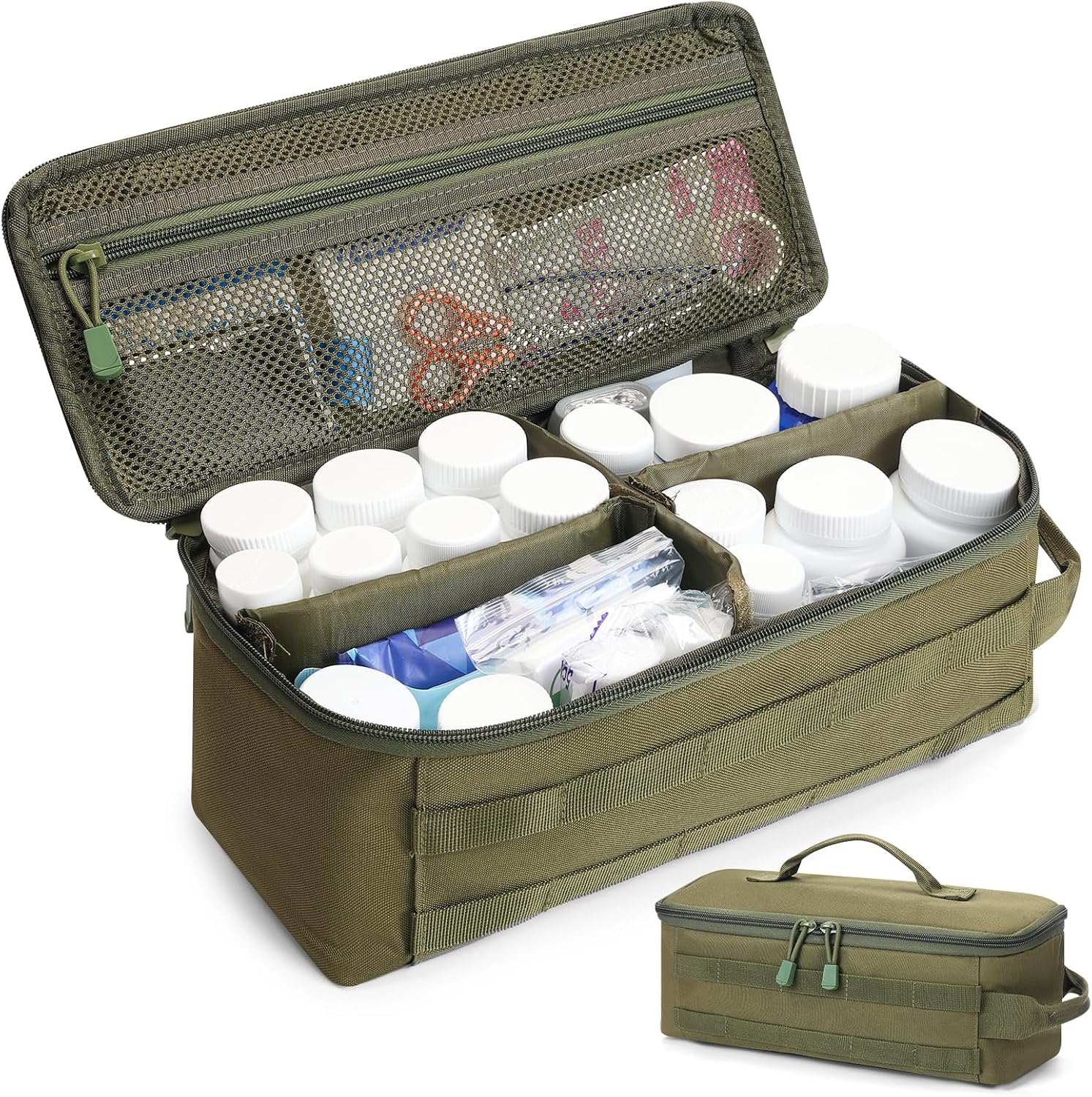 First Aid Bag Empty Pill Box Organizer,Tactical Medical Bag Case,Portable EDC Travel Medicine Pill Bottle Organizer