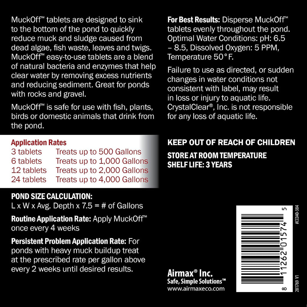 MuckOff Natural Pond Muck Treatment Sludge Remover, 24 Tablets
