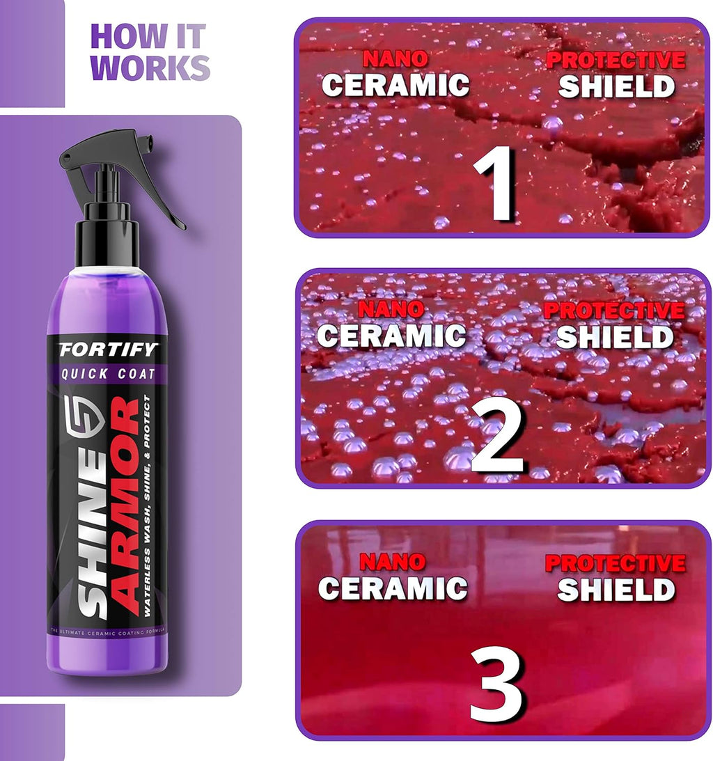Fortify Quick Coat High Performance Ceramic Coating, Car Wax Spray, Hydrophobic Top Coat Polish and Polymer Paint