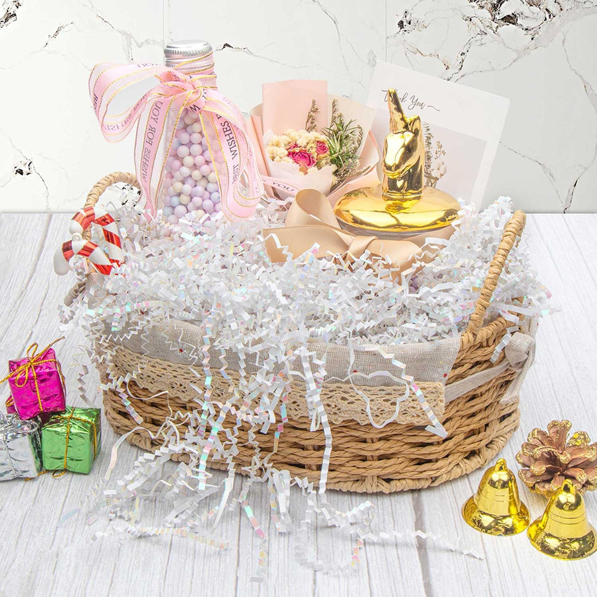 Crinkle Cut Paper Shred Filler Gift Cushion Streamer Diamond White