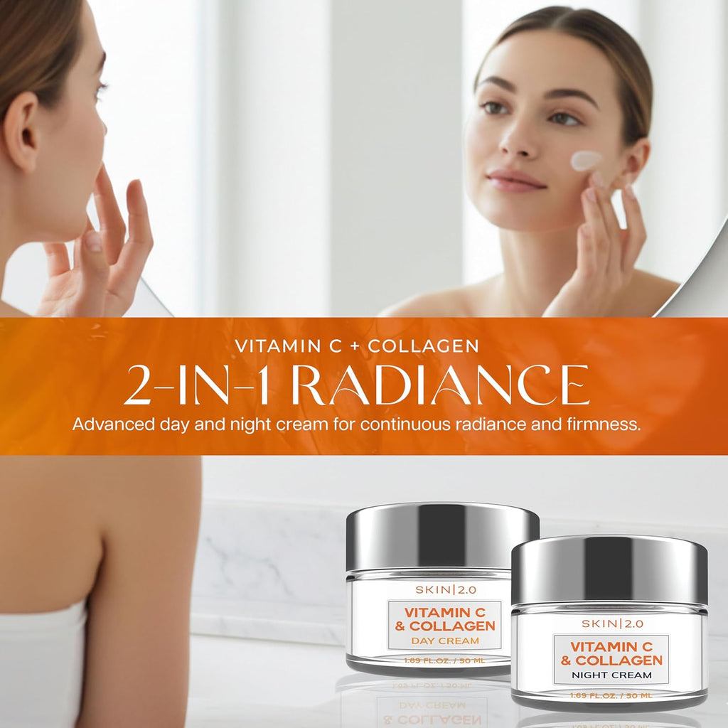 Vitamin C & Collagen Face Moisturizer – Anti Aging Day & Night Cream for Smooth & Radiant Skin, Firms & Restores Dull