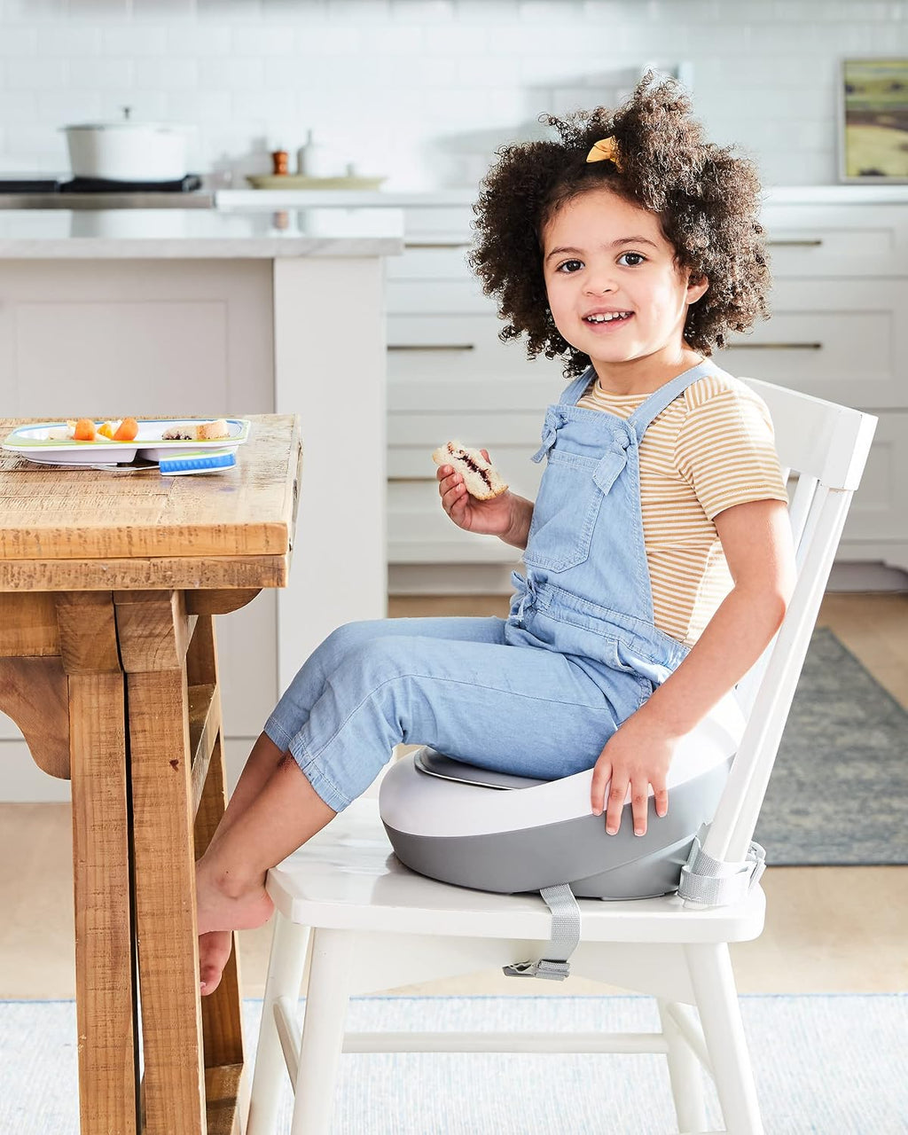 Booster Seat for Dining Table, Sleek Seat Booster, Grey/White