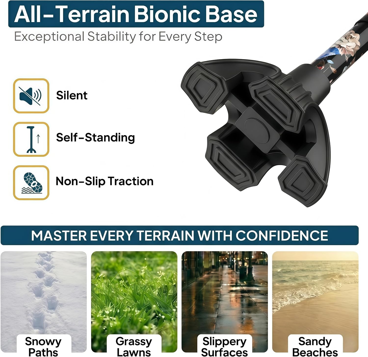 Walking Cane with LED Light, Foldable,Adjustable, Self Standing Walking Canes for Men & Women,Walking Sticks with