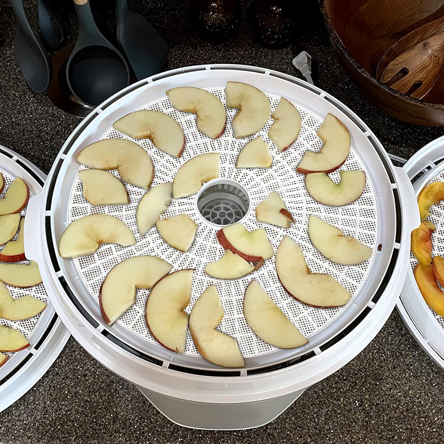 (8 Pack) Round Silicone Dehydrator Sheets, Dostk Premium Non Stick Silicone Mesh for Fruit Dehydrator, Tray Liner
