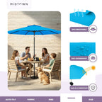Lean - 9 Ft Patio Umbrella, Cobalt Blue Canopy