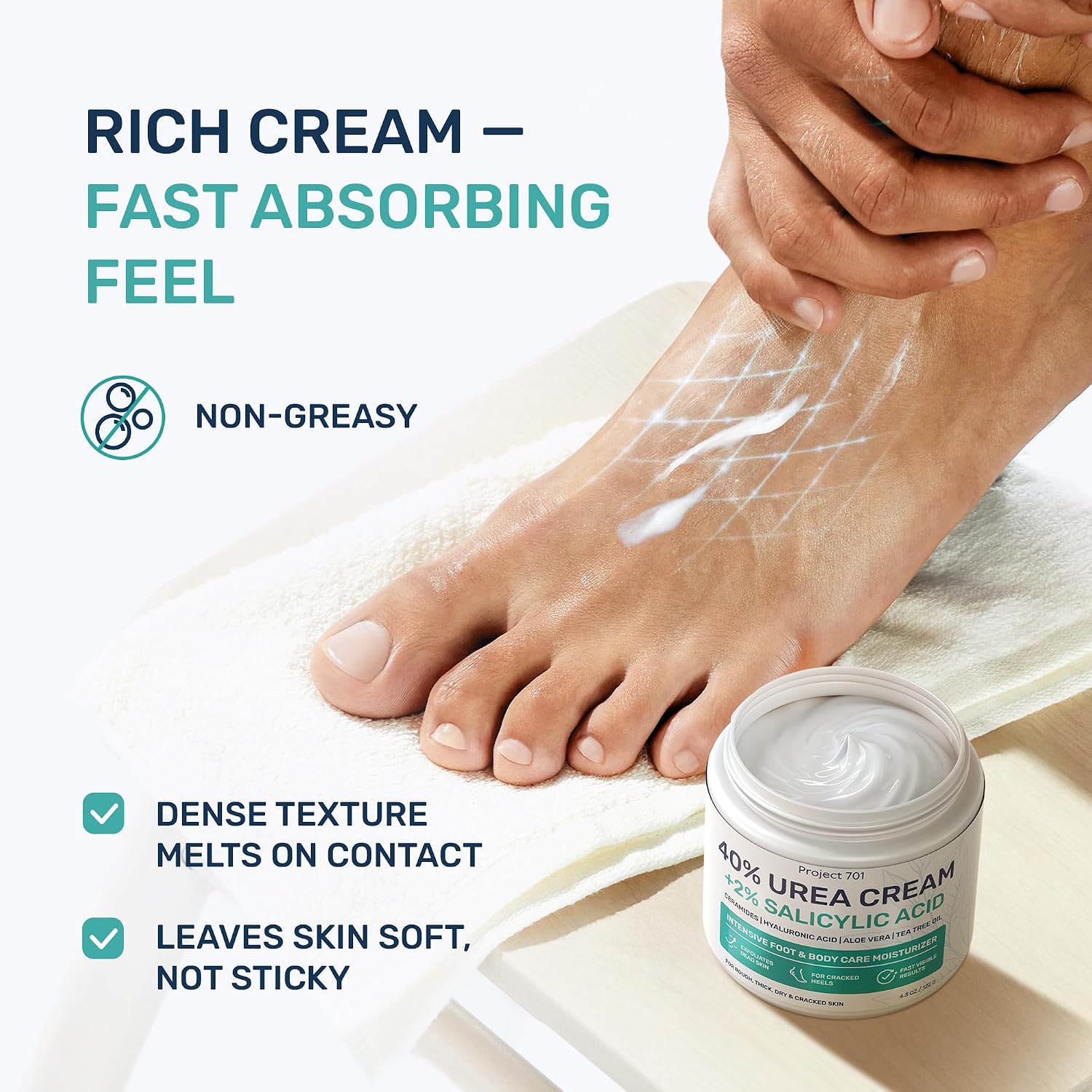 Urea Cream 40 Percent for Feet Maximum Strength - Urea Foot Cream and Callus Remover, Exfoliating Heels Cream with