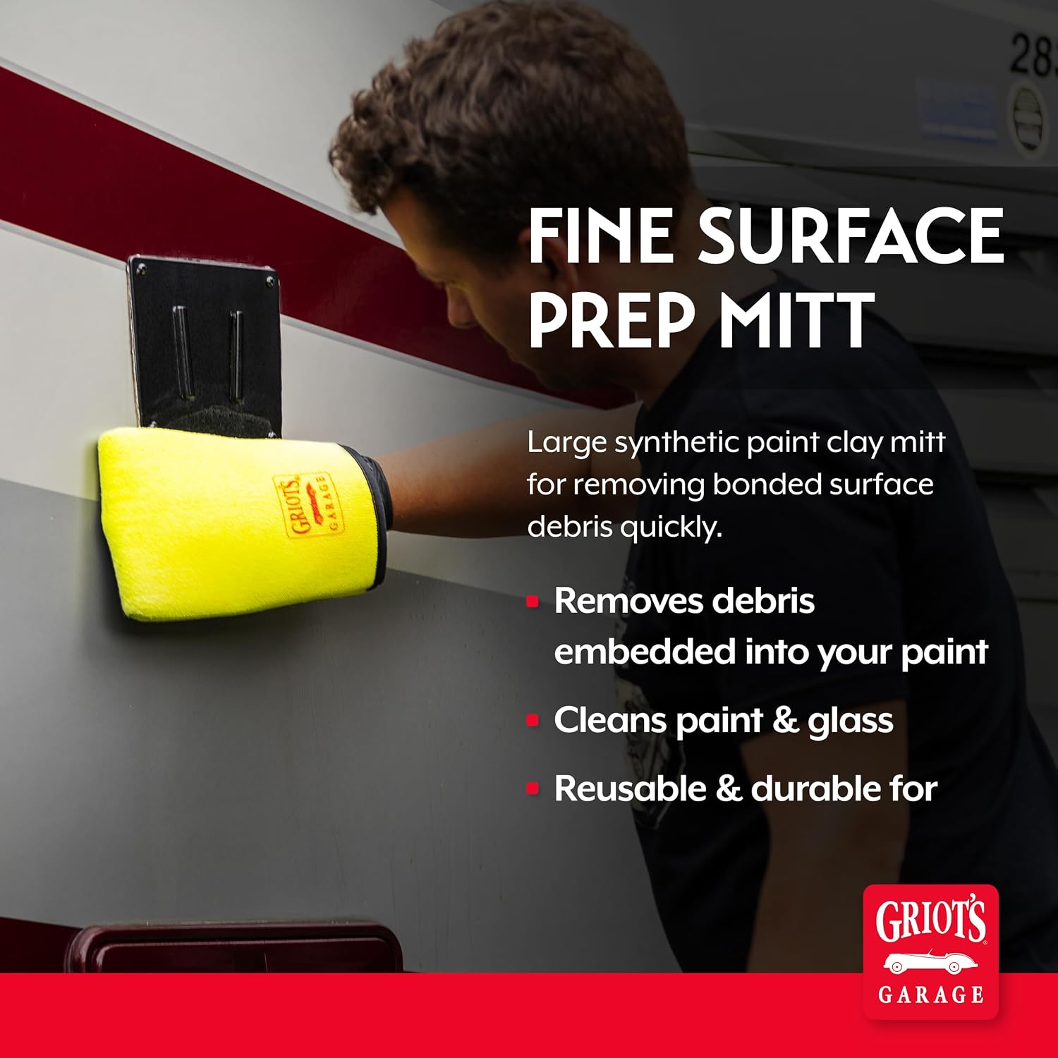 Fine Surface Prep Mitt for Car Detailing, Clay Bar Alternative, Auto Cleaning Tool for Paint, Glass, Chrome, and