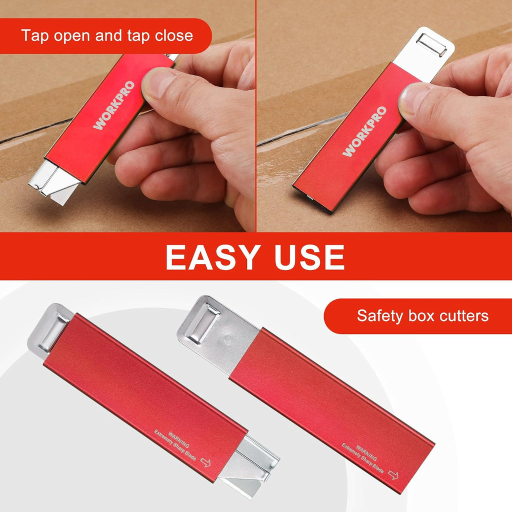 12-Pack Box Cutter Retractable, Red