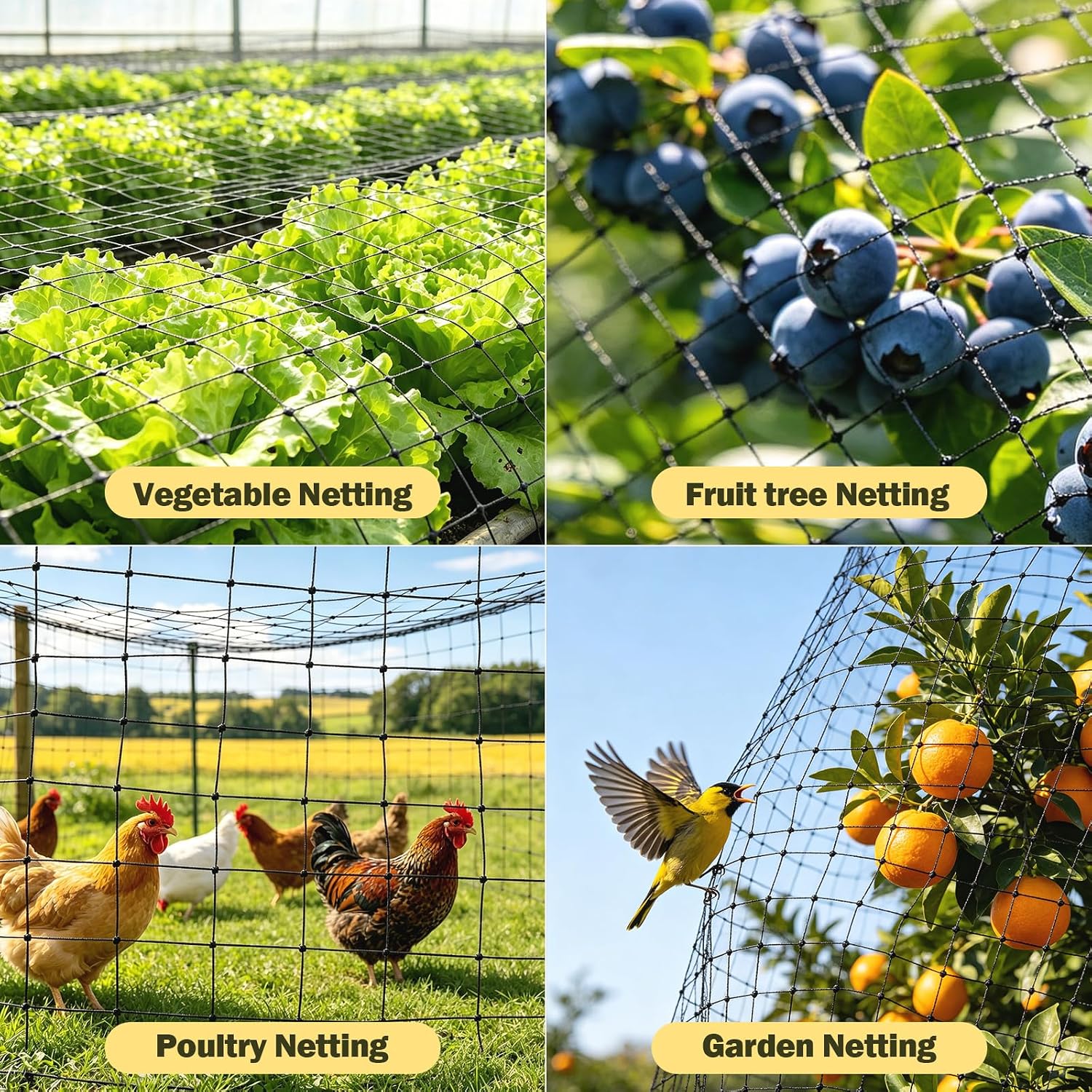 Deer Fence Netting, 7 x 100 Feet Heavy Garden Netting Anti Bird Protective Net Reusable for Plants Fruit Trees