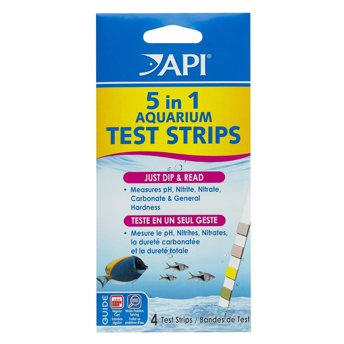 5-IN-1 TEST STRIPS Freshwater and Saltwater Aquarium Test Strips 4-Count Box