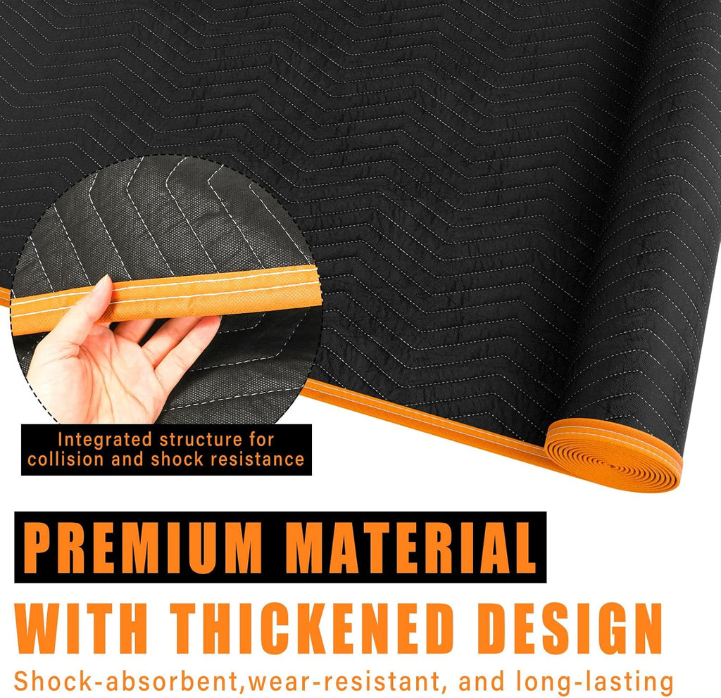 2 Pcs 60'' x 120'' Extra Large Moving Blankets, Black Quilted