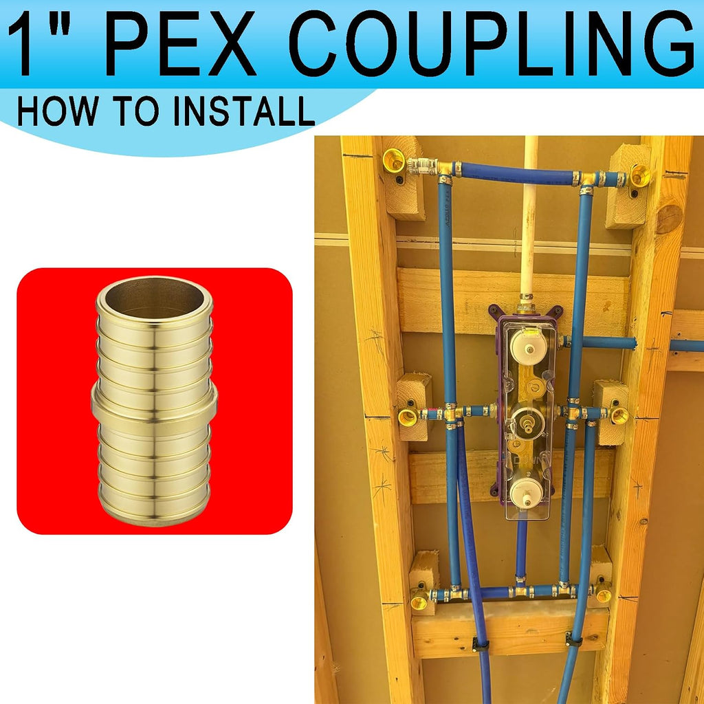 (15 Pack) Asterbacks 1 inch PEX Barb Crimp Coupling for PEX-A/B/C Pipe