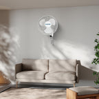Classic Oscillating Wall Mount Fan, 3 Speeds, White-16in, 2 Pack