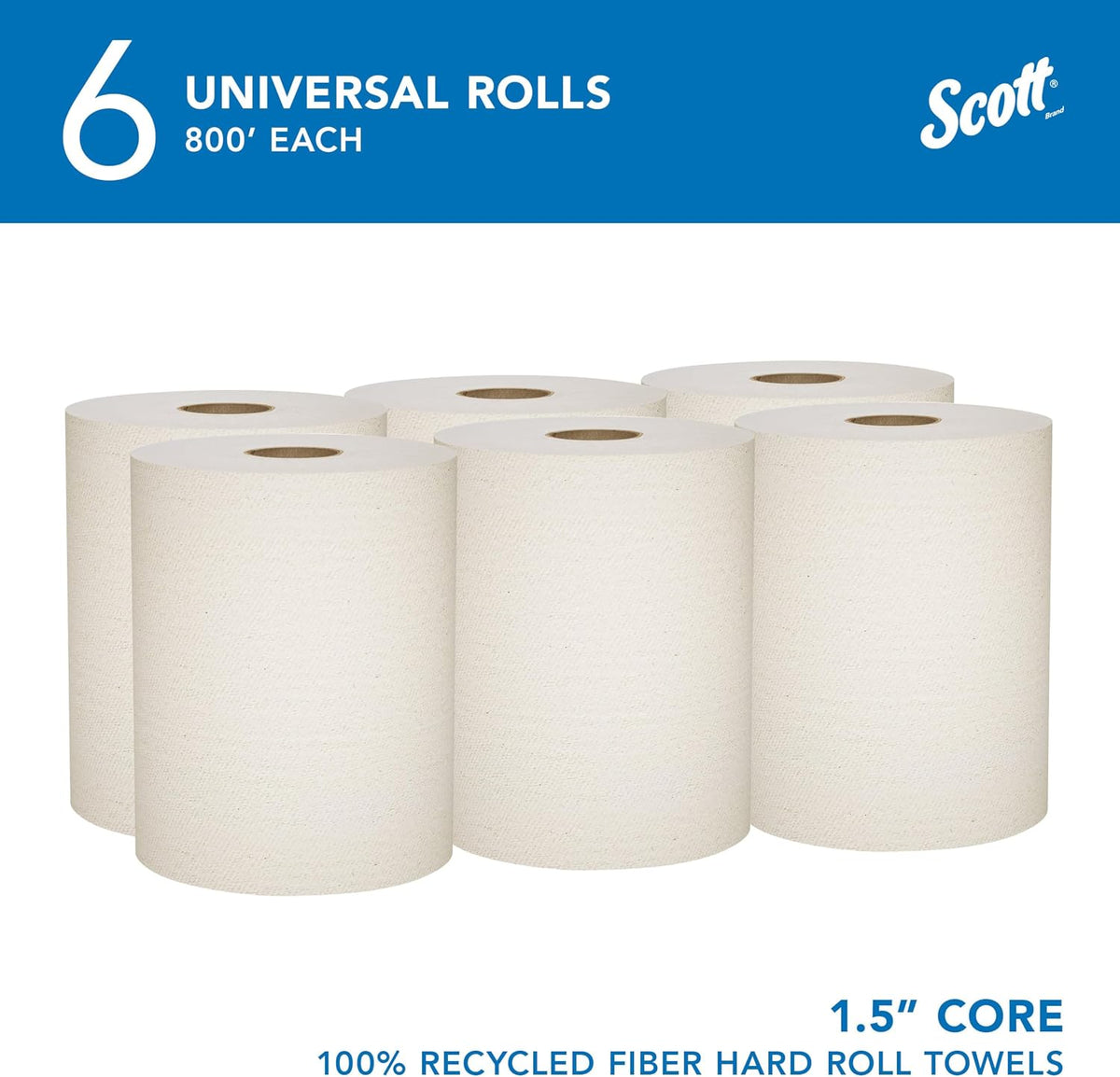 Hard Roll Paper Towels, Bulk, 6 Rolls x 800' (56758)