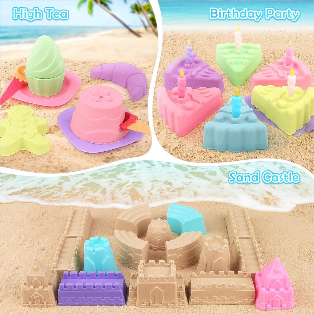 Beach Toys for Kids, 2 Collapsible Sand Bucket and Ice Cream Travel Toys | Collapsible Sand Bucket and Shovels Set