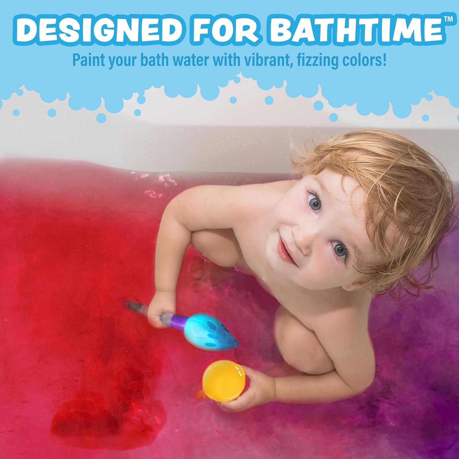 Bath Color Brush Kids Bath Bomb Set | Nontoxic & Fragrance-Free | Use Brush to Paint Water with Vibrant, Fizzing