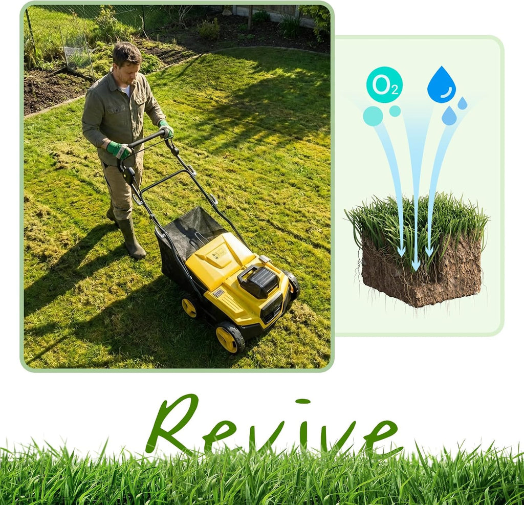 Cordless Lawn Dethatcher and Scarifier Compatible with Dewalt 20V Battery | Tool Only, 15" Electric Brushless