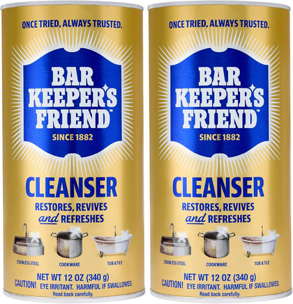 Powder Cleanser, 12 oz x 2, Multipurpose Cleaner, Degreaser & Remover for Burnt Stainless Steel Pots and Pans, Rust