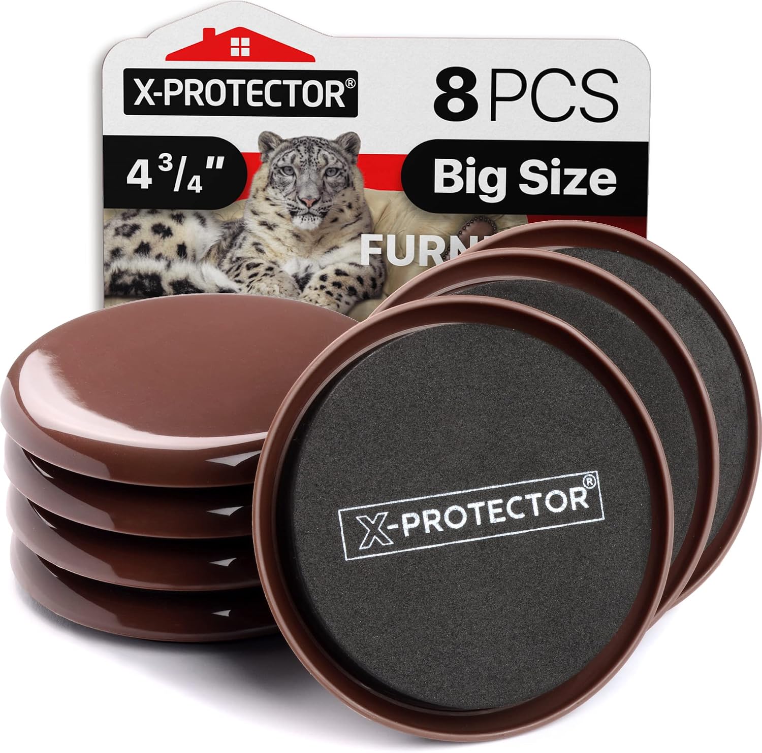 Furniture Sliders for Carpet X-PROTECTOR - 8 PCS Heavy Moving Pads 4 3/4" | Premium Sliders for Furniture. Move Your