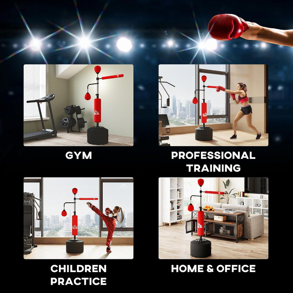 4-in-1 Punching Bag for Adults, Freestanding Boxing Bag with 2 Speed Bag, Boxing Training Equipment with 360° Relax