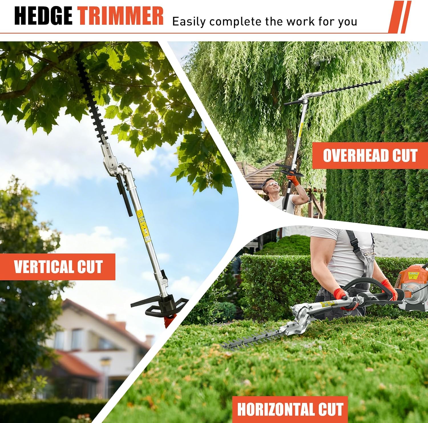52cc 3 in 1 Multi Functional Trimming Tools, 2-Stroke Brush Cutter Gas Powered,Gas Weed Eater Trimmer with 3